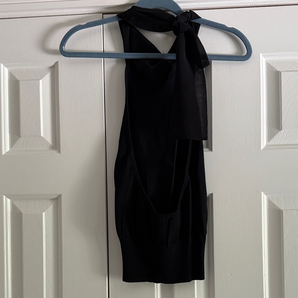 Moschino “Cheap & Chic” Black Sleeveless Knit Halter Top - Picture 2 of 7